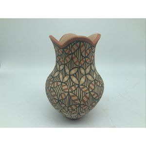 Jemez Pueblo pottery Vase by Sabaquiem M 5”